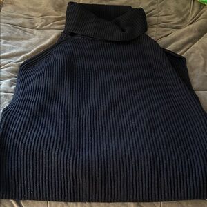 Navy blue Ribbed Turtleneck Sweater Vest
